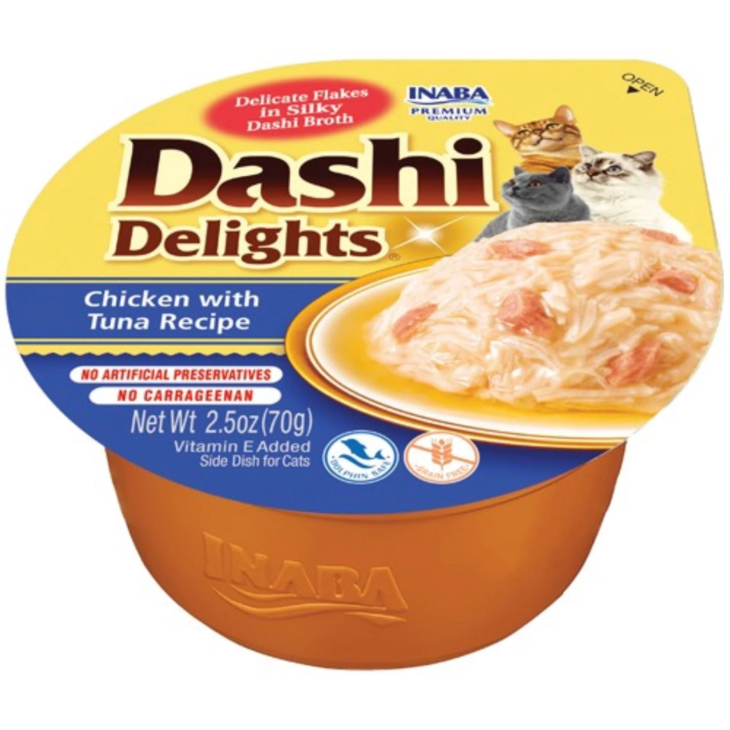 naba Dashi Delights Chicken Tuna Broth Cat Food Topper with Vitamin E - Hydrating Grain-Free Complement