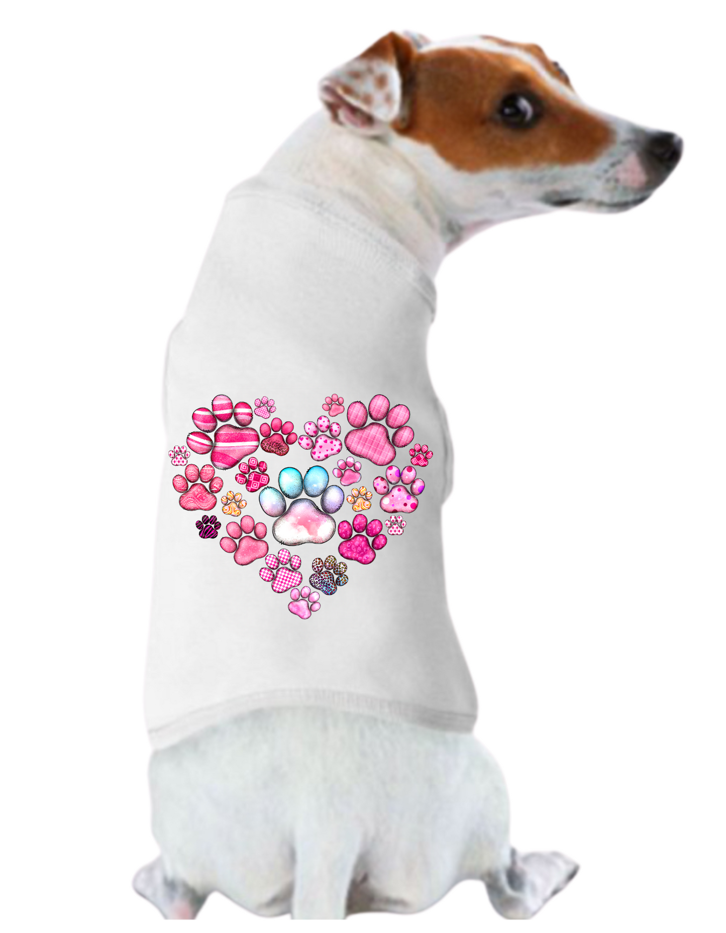 Funny Graphic Dog T- Shirt: Paw Heart