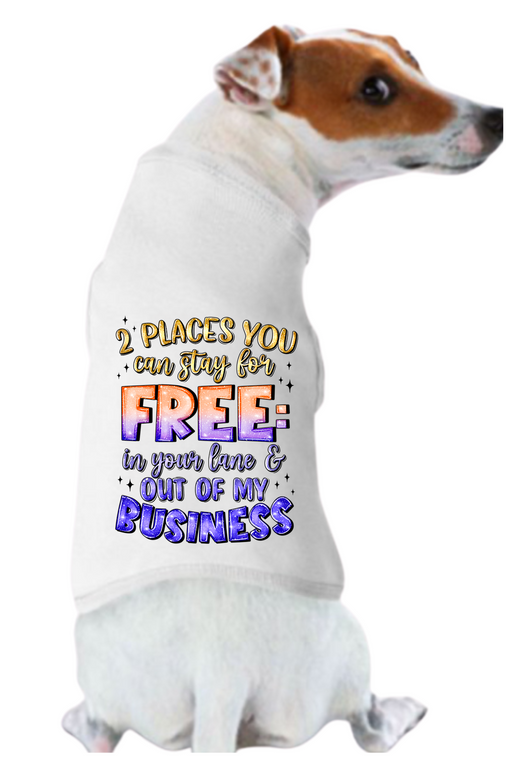 Funny Graphic Dog T- Shirt: Stay For Free