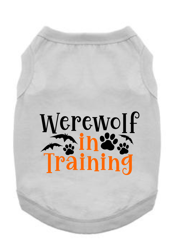 Funny Halloween Tee Shirts- Wherewolf in Training