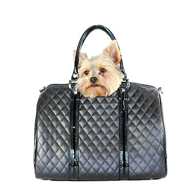JL Duffel Black Quilted Luxe Dog Carrier - PetStoreNMore