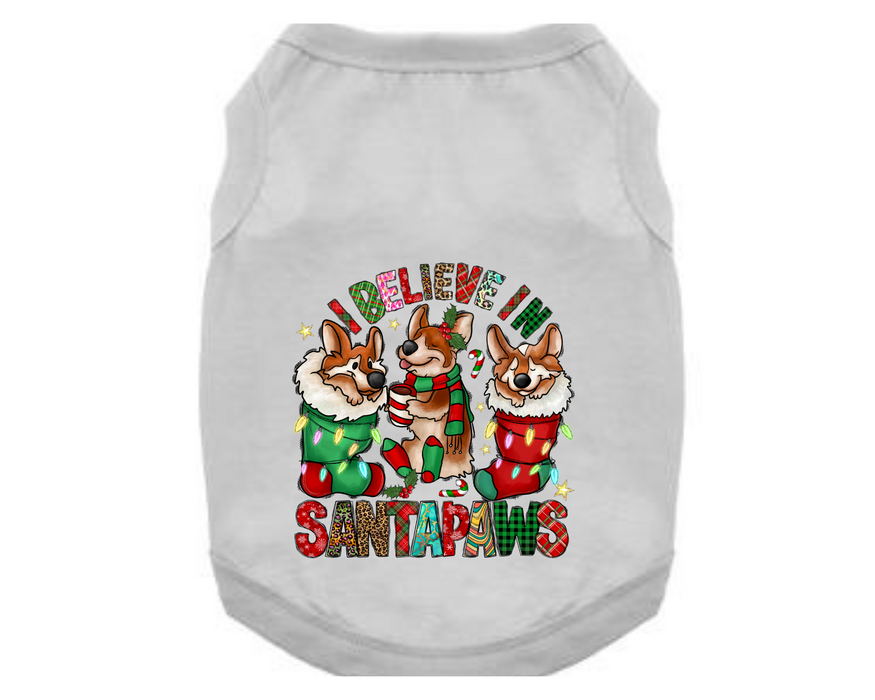 Christmas Funny Dog T-Shirt: I Believe Santa Paws