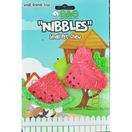 AE Cage Company Nibbles Strawberry and Watermelon Loofah Chew Toys