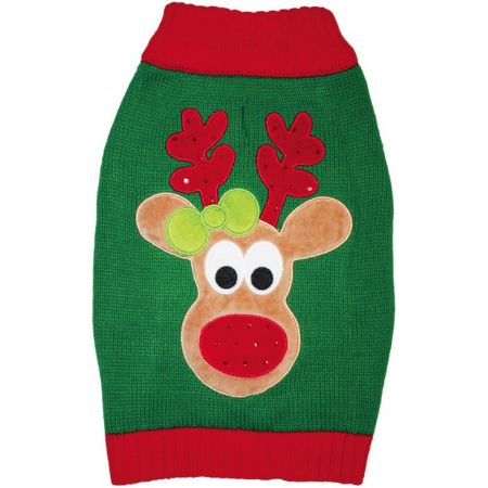 Fashion Pet Green Reindeer Dog Sweater