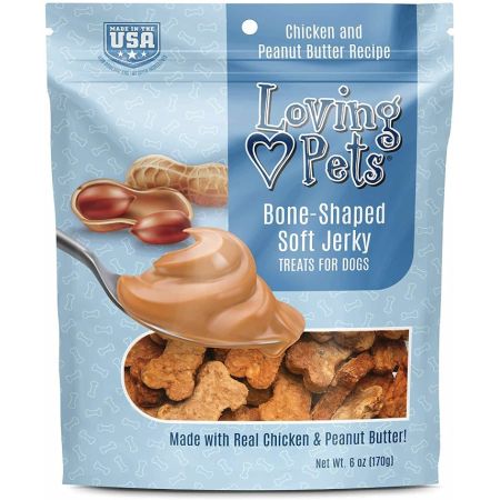 Loving Pets Bone-Shaped Soft Jerky Treats Peanut Butter