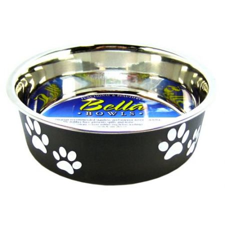 Loving Pets Stainless Steel & Espresso Dish with Rubber Base