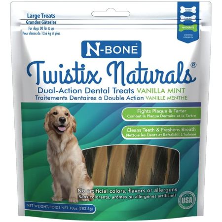 N-Bone Twistix Naturals Vanilla Mint Dental Treats Large