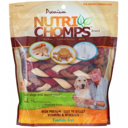 Scott pet Nutri Chomps Premium Mixed Flavor Braids Dog Chews 6 Inch