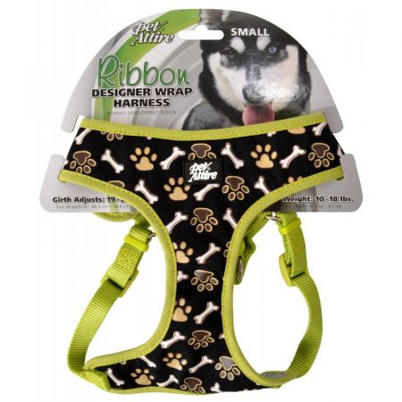 Pet Attire Ribbon Brown Paw & Bones Designer Wrap Adjustable Dog Harness - PetStoreNMore