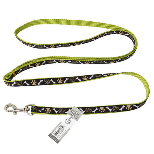 Coastal Pet Attire Ribbon Brown Paws & Bones Nylon Dog Leash