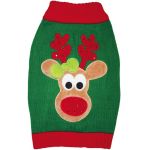 Fashion Pet Green Reindeer Dog Sweater