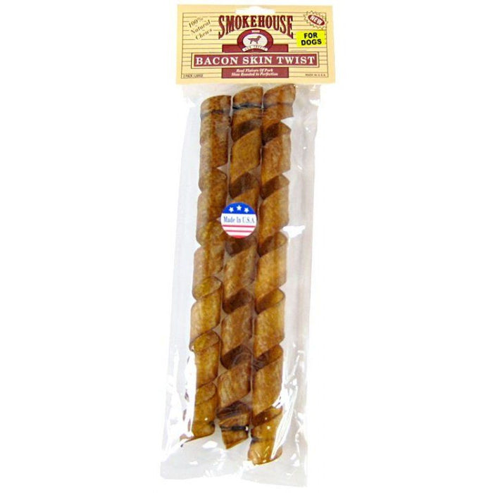 Smokehouse Treats Bacon Skin Twists - 3 pack - PetStoreNMore