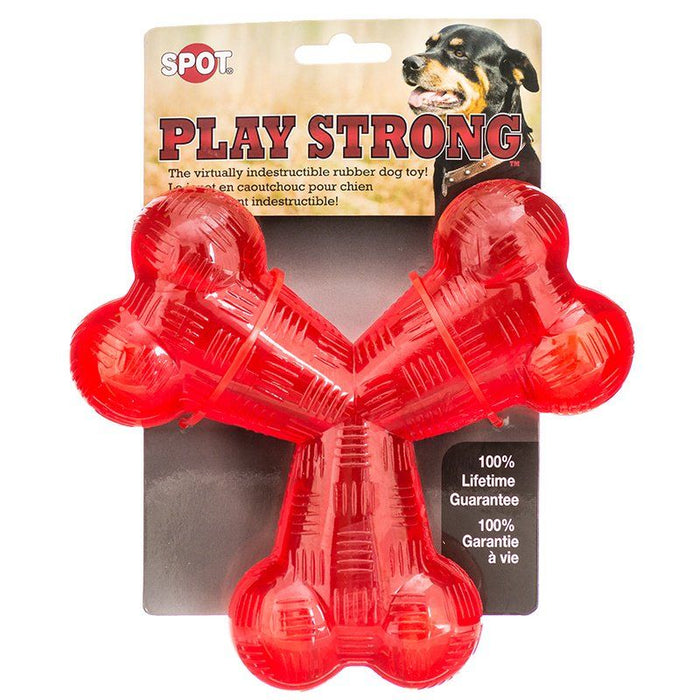 Spot Play Strong Rubber Trident Dog Toy - Red