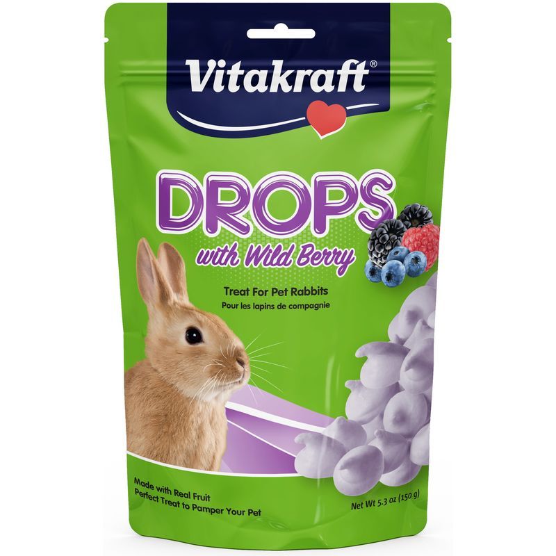 Vitakraft Drops with Wild Berry for Pet Rabbits 5.3 oz